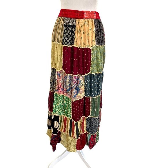 Handmade Patchwork Gypsy Bohemian Hippie Festival Long Skirt size Small/Medium - Picture 1 of 9